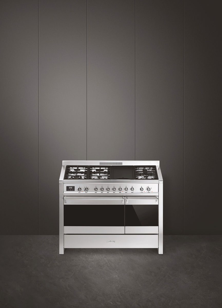 Cocina Gas y Eléctrica - Smeg A381, Eficiencia B, 120 cm, 6 fuegos, Acero  Inoxidable