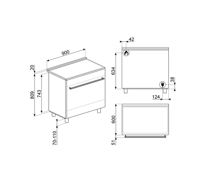 ESTUFA CON HORNO ELECTRICO 115 L