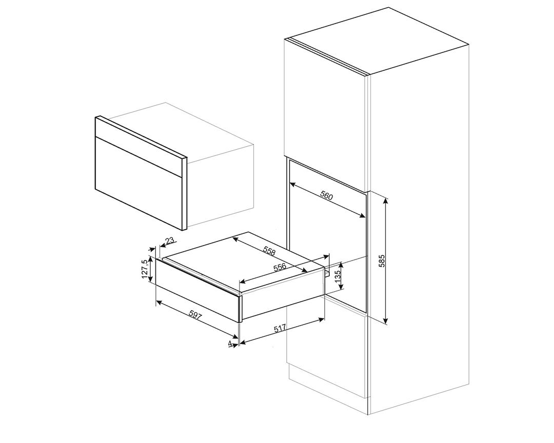 CAJON CALIENTAPLATOS 14 CM NEGRO