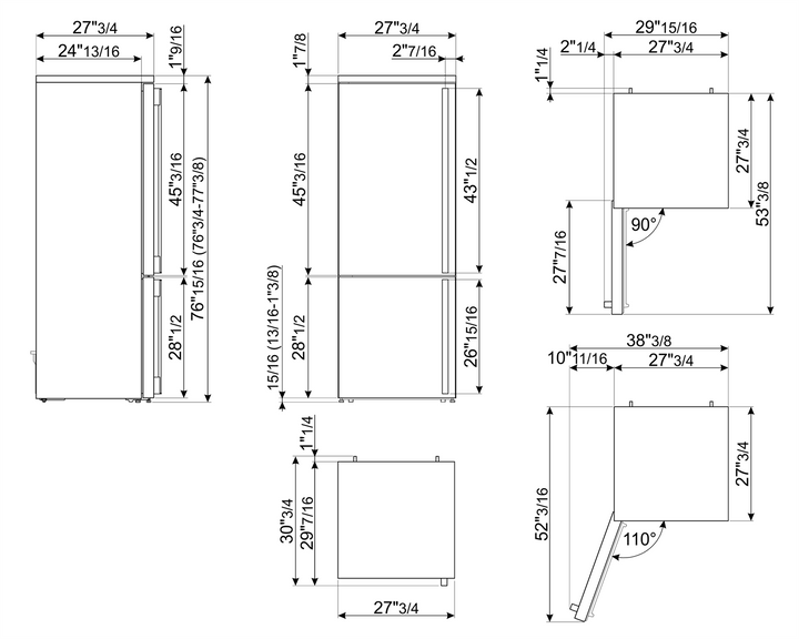 REFRIGERADOR BOTTON MOUNT 461L ACERO INOX