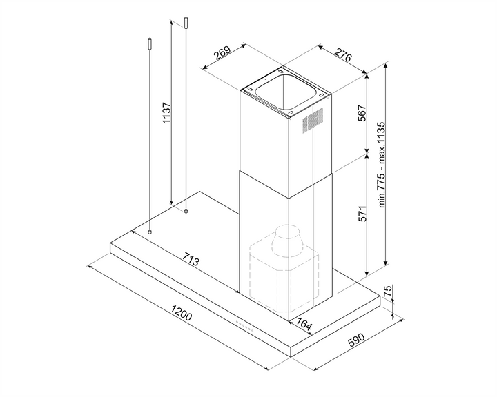 CAMPANA DE ISLA 120 CM ACERO INOX