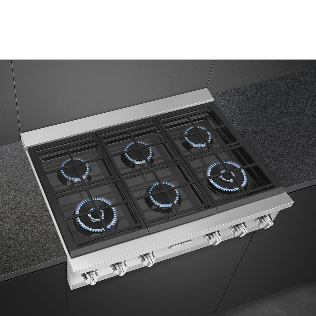PARRILLA DE GAS 6 QUEMADORES SOBRE ENCIMERA ACERO INOX