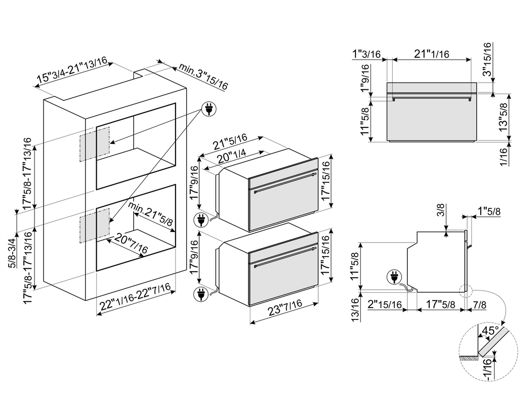HORNO DE MICROONDAS CON GRILL 45 CM ACERO INOX