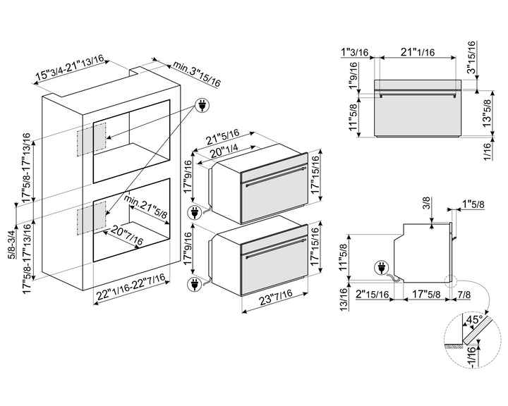 HORNO DE MICROONDAS CON GRILL 45 CM ACERO INOX