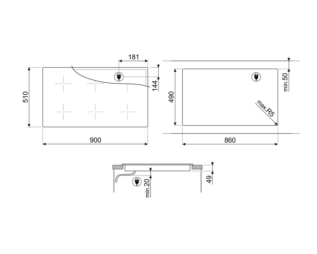 PARRILLA DE INDUCCION 6 ZONAS MULTIZONA NEPTUNE GREY