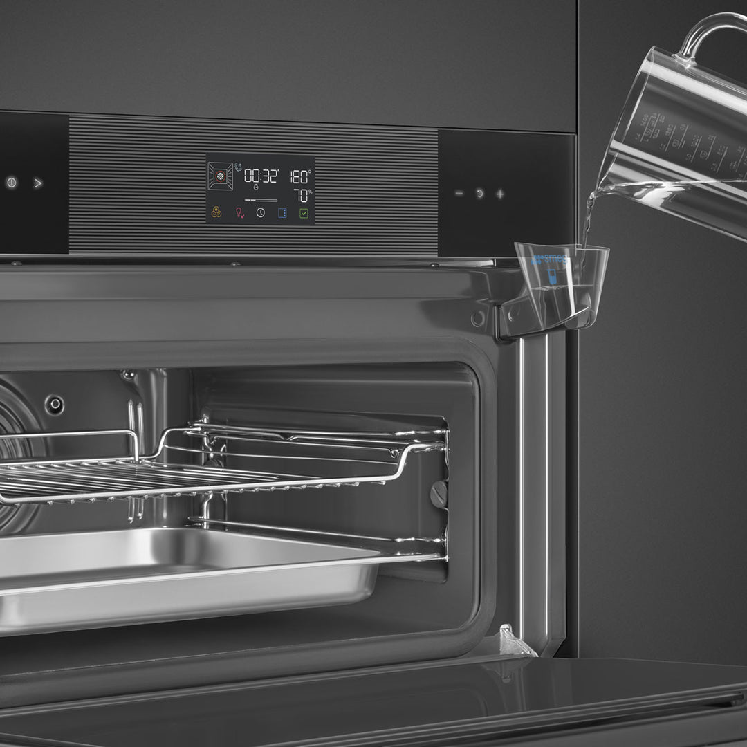 HORNO DE VAPOR COMBINADO 45 CM CON AIR-FRY Y BBQ NEGRO