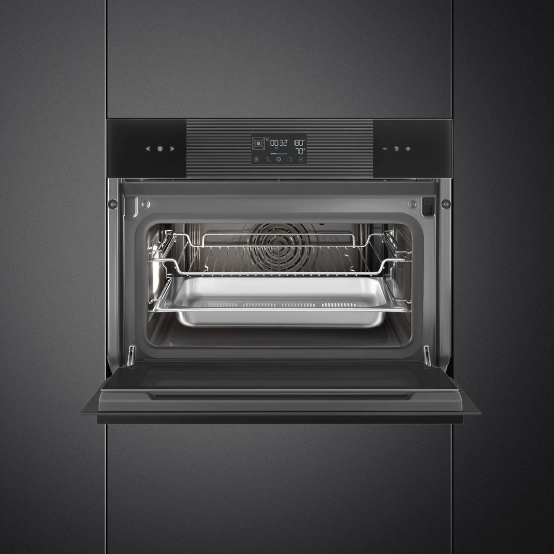 HORNO DE VAPOR COMBINADO 45 CM CON AIR-FRY Y BBQ NEGRO