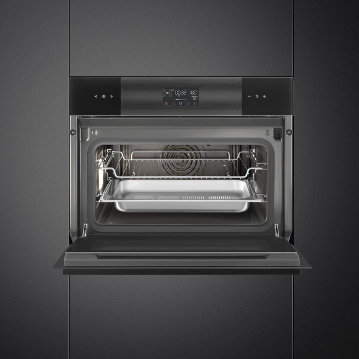 HORNO DE VAPOR COMBINADO 45 CM CON AIR-FRY Y BBQ NEGRO