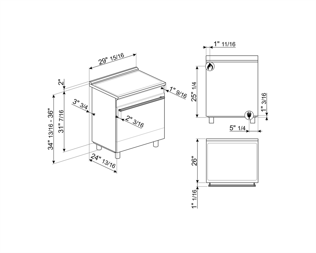 COCINA PROFESIONAL 30” GAS CON HORNO DE 129L