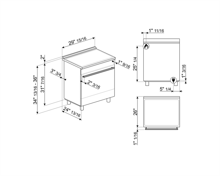 COCINA PROFESIONAL 30” GAS CON HORNO DE 129L