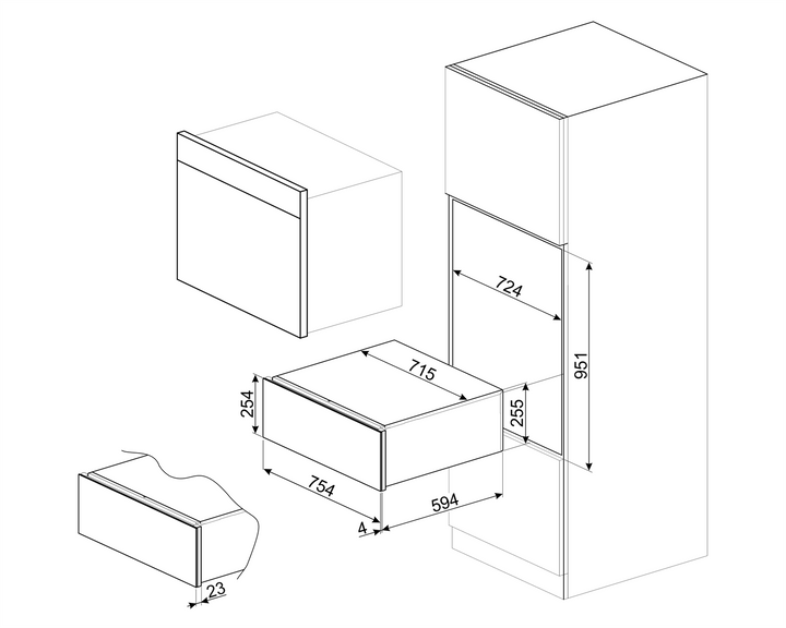 CAJÓN CALIENTAPLATOS ACERO INOX 26 CM