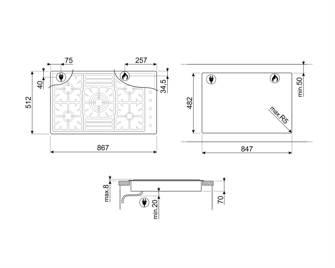 PARRILLA A GAS 6 QUEMADORES ACERO INOX